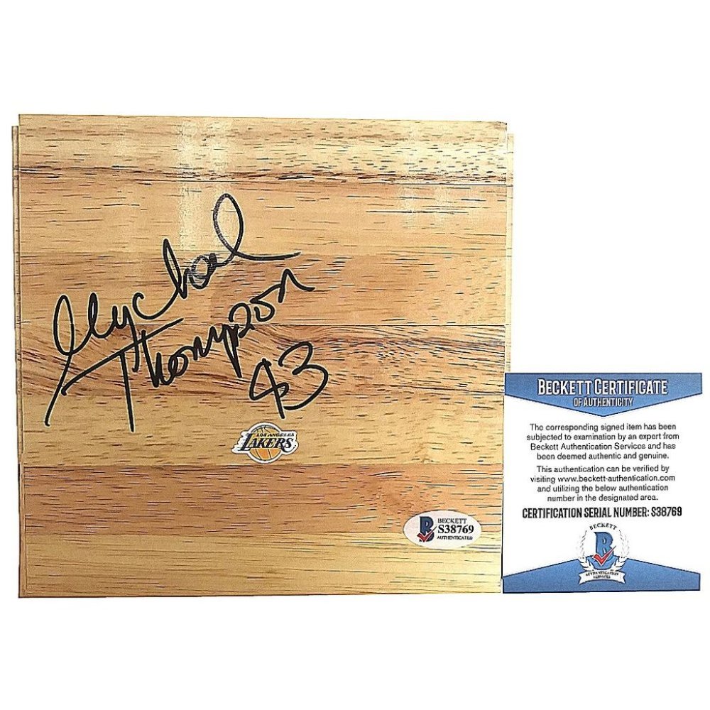 Mychal Thompson LA Lakers Signed Basketball Floorboard Beckett Autographed BAS